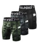 Lixada Men's Performance Sports Baselayer Shorts - Cool Dry Tights for Active Workouts - Large Black & Black Camouflage & Green Camouflage - Buy Online on GoSupps.com