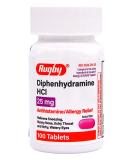 Rugby Diphenhydramine HCl 25mg Antihistamine Allergy Relief - 100 Tablets | Fast-Acting Formula - Buy Online on GoSupps.com