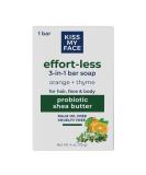 Kiss My Face Effort-Less 3-in-1 Bar Soap - Orange + Thyme - Probiotic Bar Soap for Face  Hair  and Body with Shea Butter - Palm Oil-Free and Cruelty-Free Soap (Orange + Thyme  Pack of 1) Orange & Thyme - Buy Online on GoSupps.com