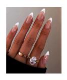 Brishow Pink French Short Artificial Nails - 24 Pearl Press-On Ballerina Acrylic Nails for Women & Girls | International Shipping Available - Buy Online on GoSupps.com