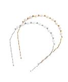 Lurrose Pearl Crystal Headband - Elegant Wedding & Party Hair Accessories (Silver & Gold) | 2 Pieces - International Shipping Available - Buy Online on GoSupps.com