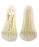 Skyllc 80cm Light Golden Straight Wig - Anime Cosplay Costume Wig for Ladies - Buy Online on GoSupps.com