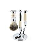 Edwin Jagger 3-Piece Shaving Set | Pure Badger Hair Brush & Mach3 Blades | Luxury Grooming for Men - Buy Online on GoSupps.com