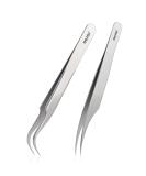 Bezox 2-Piece Stainless Steel Eyelash Extension Tweezers | Straight & Curved Lash Application Tools | Dolphin & Butterfly Design - Buy Online on GoSupps.com
