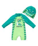 UPF 50+ Baby Boy Swimwear Set with Sun Hat | Dinosaur Print | 3-6 Months - Buy Online on GoSupps.com