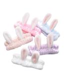 LOVEF Bunny Ear Cosmetic Headband - 5Pcs Fluffy Elastic Makeup Hairband for Shower, Face Washing, Facial Mask, Spa, Cosplay, Party - Buy Online on GoSupps.com