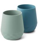 SAMiGO Silicone Baby Cups for 6-12 Months Infants - Set of 2 Tiny Open Training Cups for Baby Led Weaning - Serene - Buy Online on GoSupps.com
