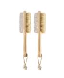 Premium Pumice & Bristle Brush Set - Long Handle Double-Sided Pedicure Tools (2 Pieces) - Perfect for Smooth Soft Feet - Buy Online on GoSupps.com