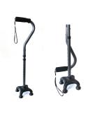 Ez2care Adjustable Lightweight Folding Quad Cane - Metallic Black - Buy Online on GoSupps.com