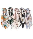 5-Piece Fashion Flower Hair Scarves & Scrunchies | Chiffon Hair Ties for Women & Girls | 2-in-1 Ponytail Accessories - Buy Online on GoSupps.com