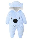 Baby Hooded Flannel Winter Romper | Snowsuit Jumpsuit for Boys Girls | 3-6 Months | Feet Covered - Buy Online on GoSupps.com
