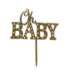 Gold Acrylic Oh Baby Cake Topper - Perfect for Baby Showers and New Baby Celebrations - Buy Online on GoSupps.com