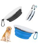 Foldable Travel Dog Bowls - 2 Pack Portable Silicone Feeding Bowls with Lids & Hooks - Ideal for Dogs & Cats on Hikes & Camping (Large Black & Blue) - Buy Online on GoSupps.com