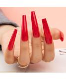 BettyCora Extra Long XXXL Coffin Press On Nails Kit - Rose Red | Fake Nails with Glue & Adhesive Tabs | Acrylic False Nail Tips Set - 12 Sizes - Buy Online on GoSupps.com