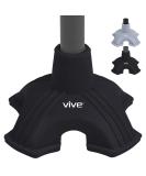 Vive Cane Tip - Quad Rubber Replacement Foot Pad for Walking Canes - Stable Four Point Self Standing Quadruple Tripod Stand for Cane - Universal 4 Leg Attachment for Walking Stick (Black) - Buy Online on GoSupps.com