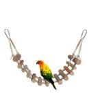 Wooden Bird Hanging Ladder & Rope Swing Bridge - Pet Training Toy for Parrots, Lovebirds, Parakeets, African Greys - Natural Wood & Rope Construction - Buy Online on GoSupps.com