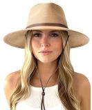 Women's UPF 50+ Khaki Straw Sun Hat with Wide Brim and Wind Lanyard for Summer - Medium-Large - Buy Online on GoSupps.com