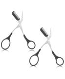 Professional Precision Eyebrow Trimmer Scissors with Comb - Non-Slip Finger Grips, Hair Removal Tool for Men and Women - Black - Buy Online on GoSupps.com