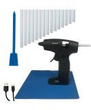 Rechargeable Cordless Hot Glue Gun Kit with 15 Mini Sticks, Silicone Mat & Crafting Tool - Fast Heating, Bonds to Various Materials - Buy Online on GoSupps.com