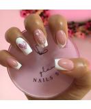 Medium Square White French Press On Nails | Camellia Coffin Shape with Heart Designs | 24 Piece Artistic Acrylic Nails for Women & Girls - Buy Online on GoSupps.com
