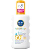 Nivea Sun Babies & Kids Sensitive Protection Sunspray LSF 50+ | Waterproof Sunscreen Spray for Children | 200 ml | Perfume-Free Sun Milk - Buy Online on GoSupps.com