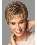 SEVENCOLORS Short Dark Brown Mixed Blonde Highlight Pixie Cut Wigs with Bangs Synthetic Layered Wigs for Women Natural Hair Replacement Wigs - Buy Online on GoSupps.com