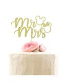 Mr & Mrs Cake Topper Mouse Inspired Themed Wedding Party Decorations Cartoon Mouse Bride and Groom Wedding Party Gold Glitter Pattern 2 - Buy Online on GoSupps.com