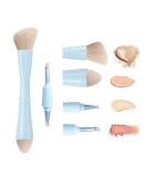Portable 4-in-1 Aoowu Makeup Brush Set - Double-Sided Cosmetic Brushes for Concealer Eyeshadow Rouge & Foundation - Blue - Buy Online on GoSupps.com