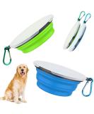 Buy XL Green Blue Foldable Travel Dog Bowls - 2 Pack with Lids & Hooks | Portable Silicone Feeding Bowls for Dogs & Cats - Perfect for Hiking & Camping - Buy Online on GoSupps.com