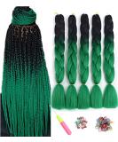 Showjarlly Jumbo Braid Art Hair Extensions - 24 Inch Ombre Kanekalon Braid - 5 Pack Crochet Twist for Box Braids - Black/Dark Green - Buy Online on GoSupps.com