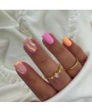 KXAMELIE Glossy Pink Swirl Design Short Square Coffin Press On Nails - 24 Pieces - Buy Online on GoSupps.com