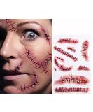 Tinuos Horror Realistic Fake Bloody Wound Stitch Scar Scab Waterproof Temporary Tattoo Sticker Halloween Masquerade Prank Makeup Props-5PC - Buy Online on GoSupps.com