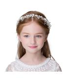 IYOU Flower Girl Pearl Headband - White Rhinestone Crystal Hairpiece for Girls | Princess Communion Accessories - Buy Online on GoSupps.com