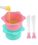 Adorila Silicone Wax Warmer Pot Set - 2 Reusable Bowls with Spatula | Hair Removal Waxing Accessories in Pink & Green - Buy Online on GoSupps.com