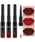 Dark Brown Red Matte Lip Liner and Liquid Lipstick Set for Women | Long Lasting Waterproof Lipstick Packs for Dark Skin | 24 Hour Stay on Lipstick | Matte Lip Stain Lipgloss Sets | 3Pcs by evpct DNM - Buy Online on GoSupps.com