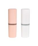 Travel Toothbrush Case Set - Portable Plastic Etui for Camping Hiking & Business Trips (White & Pink) - 2 Pack - Buy Online on GoSupps.com
