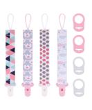 Pacifier Holder Leashes 8 Pcs Set for Girls | Silicone Button Ring Adapters | Fits All Pacifiers | Baby Teething Toys & Shower Gift - Buy Online on GoSupps.com