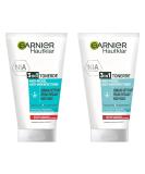 Garnier SkinClear 3-in-1 Facial Cleanser with Salicylic Acid - 150ml (2-Pack) for Impure Skin | Cleansing Peeling & Mask - Buy Online on GoSupps.com