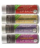 Soothing Touch Vegan Lip Balm - Grapefruit Lemon Cardamom Coconut Lavender Vanilla Chai - Variety Pack of 4 - Buy Online on GoSupps.com