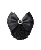 1 piece black rhinestone satin loop hair clip Bowknot snood network hair clip dutt cover with hair clip hair network Bowknot decor French hair clip women girls hair jewelry black - Buy Online on GoSupps.com
