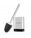 Sellemer Flexible Toilet Brush and Holder Set - Silicone Bristles, Compact Design, Ventilation Slots Base - Silver (1 Pack) - Buy Online on GoSupps.com