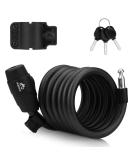 High-Security 180cm/12mm Bicycle Lock - Durable Keyed Metal Cable Lock for Bikes Motorcycles Gates and Scooters (Black) - Buy Online on GoSupps.com
