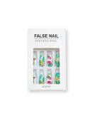 Tropical Flower & Leaf Design Long Coffin Fake Nails - 24 Pcs | Hawaiian Exquisite Static False Nails for Women - Buy Online on GoSupps.com