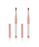 2pcs Nail Art Clean Up Brushes - Rose Gold Metal Rhinestone Handle - DIY Design & Polish Mistake Cleaning - Nail Cleaning Brush - Buy Online on GoSupps.com