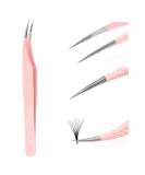 Buy Independent Pink Stainless Steel Curved Tweezers for Eyelash Extensions - Professional Striped Dolphin Form LW-HT | International Shipping Available - Buy Online on GoSupps.com