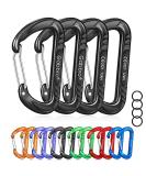 4 Pack 12Kn Heavy Duty GABBRO Carabiner Clips - Aluminum Wiregate Caribeaners for Keys, Hammock, Hiking, Dog Leash - Black - Buy Online on GoSupps.com