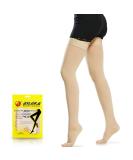 Ailaka Thigh High 20-30 mmHg Medical Compression Stockings - Medium, Beige, Open Toe - 1 Pair - Buy Online on GoSupps.com