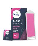 Veet Expert Cold Wax Strips 44 Piece Set for Legs & Body - Normal Skin with Shea Butter Finish Wipes - Buy Online on GoSupps.com