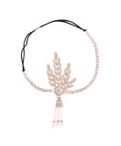 1920s Flapper Headband: Rhinestone Crystal Tassel Headdress for Women - Rose Golden - Buy Online on GoSupps.com