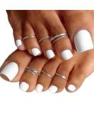24 Pcs Pure White Press On Toenails - French Tip Square Acrylic Fake Toe Nails for Women - Buy Online on GoSupps.com